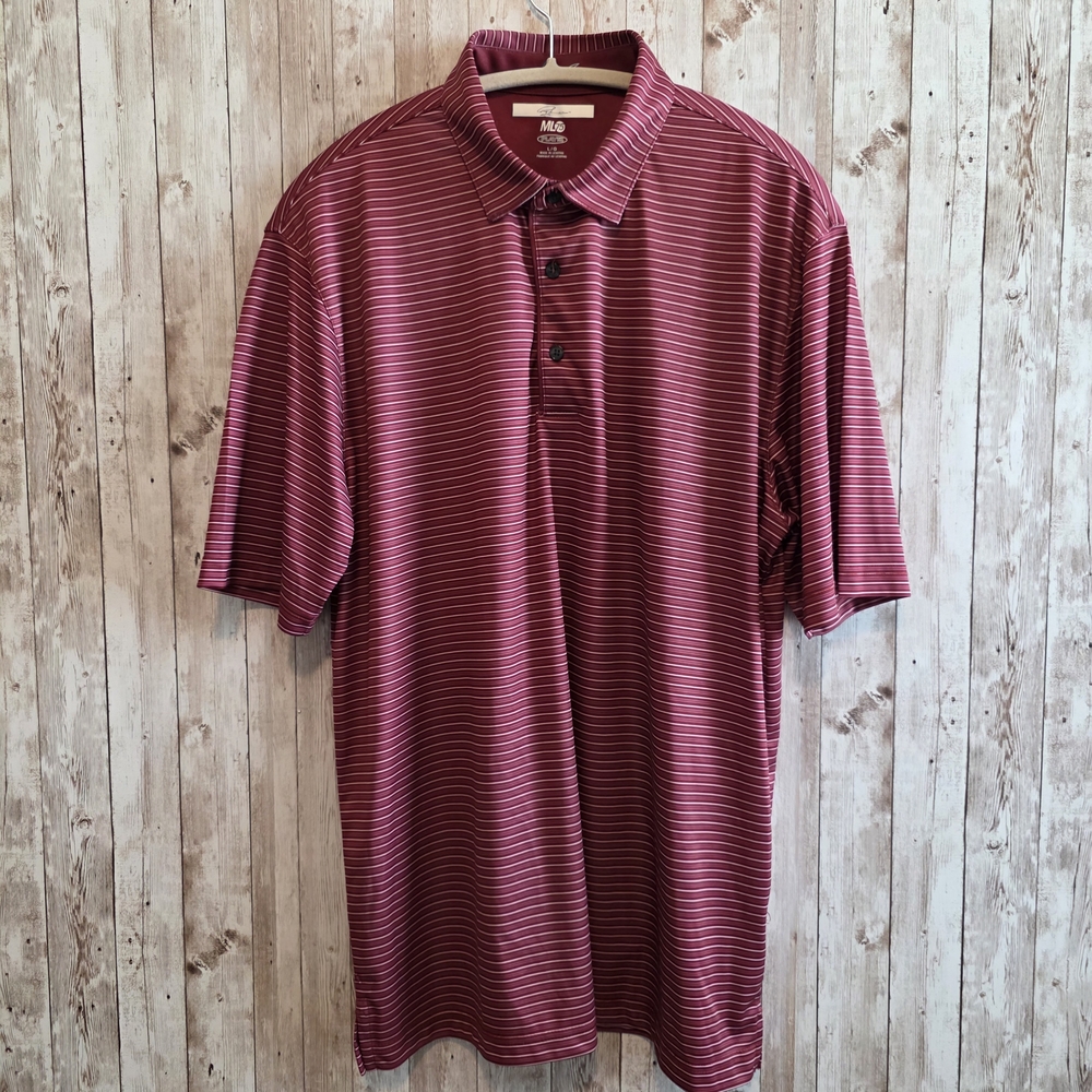 Greg Norman Collection Men's Polo Shirt - Maroon Stripes